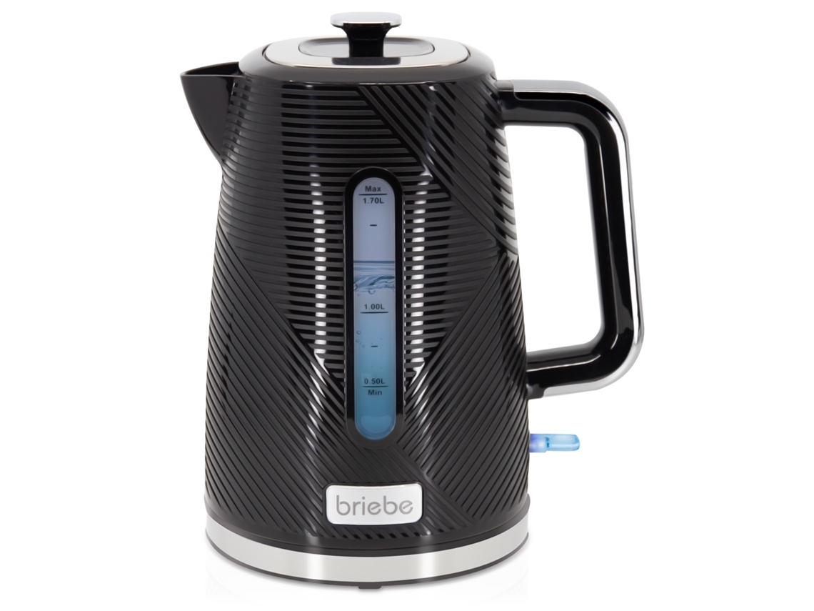 Jarra eléctrica Elegance de 1,7 l sin BPA, base de 360°, Briebe, controlador Strix, apagado automático, Kt1168blk, color negro