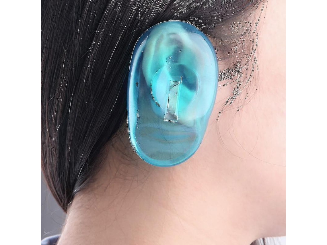 Protector De Oídos Universal De Silicona Transparente Para Teñido De Cabello, 2 Unidades, Color Azul