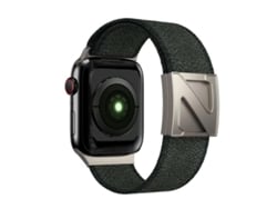 Bracelete Para Apple Watch 42/41/40/38mm - Nylon Bicolor Com Fecho Magnético Em Formato Z Verde E Preto