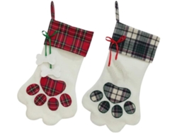 Juego De 2 Calcetines Navideños, Tamaño 45 X 20 Cm, Con Huella De Pata De Perro, Ergonómicos, Para Uso Diario.