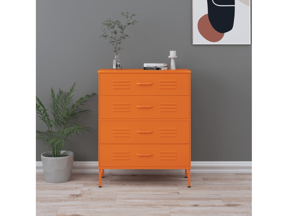 Cómoda/aparador con cajones Acero 80x35x101,5 cm Naranja DKD HOME DECOR