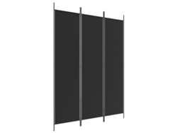 Biombo divisor de ambientes, 3 paneles, 150 x 200 cm, tela negra y hierro, Dec030799