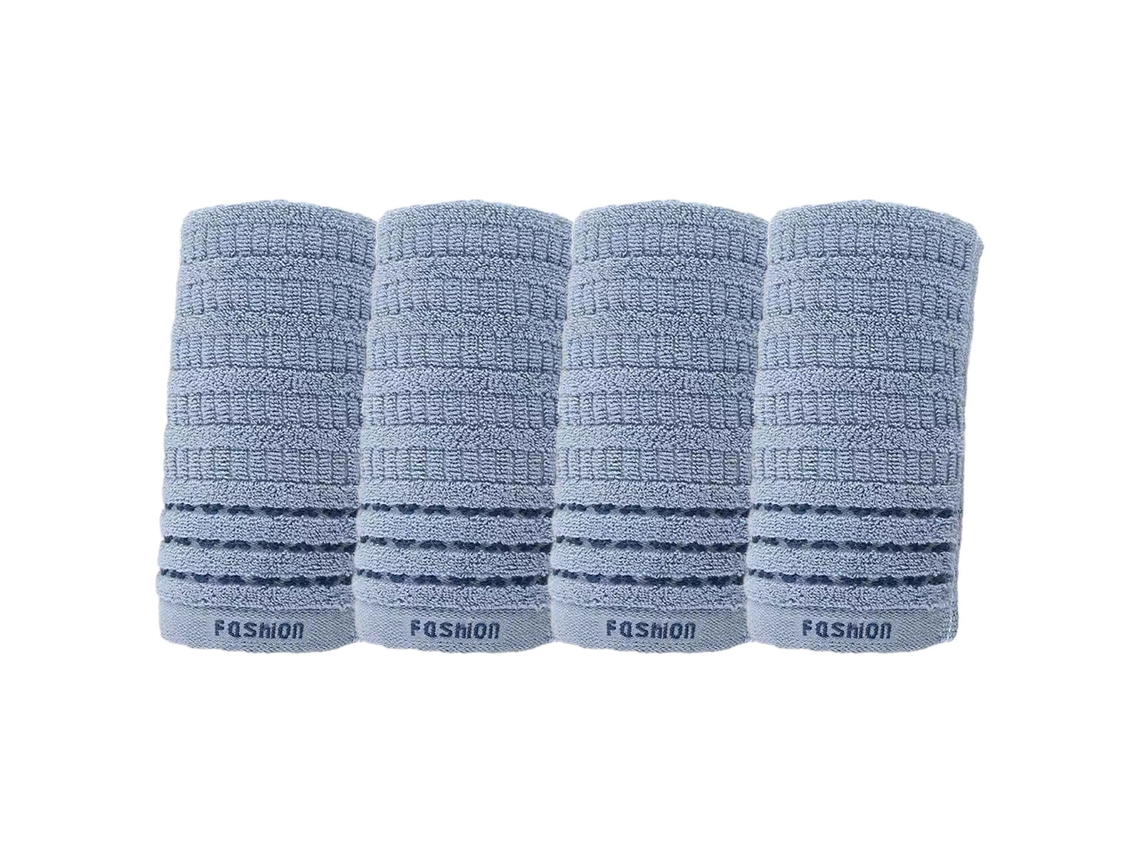 Conjunto de Toallas de Manos NEVEANCE Secamanos Absorbente Baño Manos Rostro Gimnasio Algodón Azul - 4pcs (33x73cm)