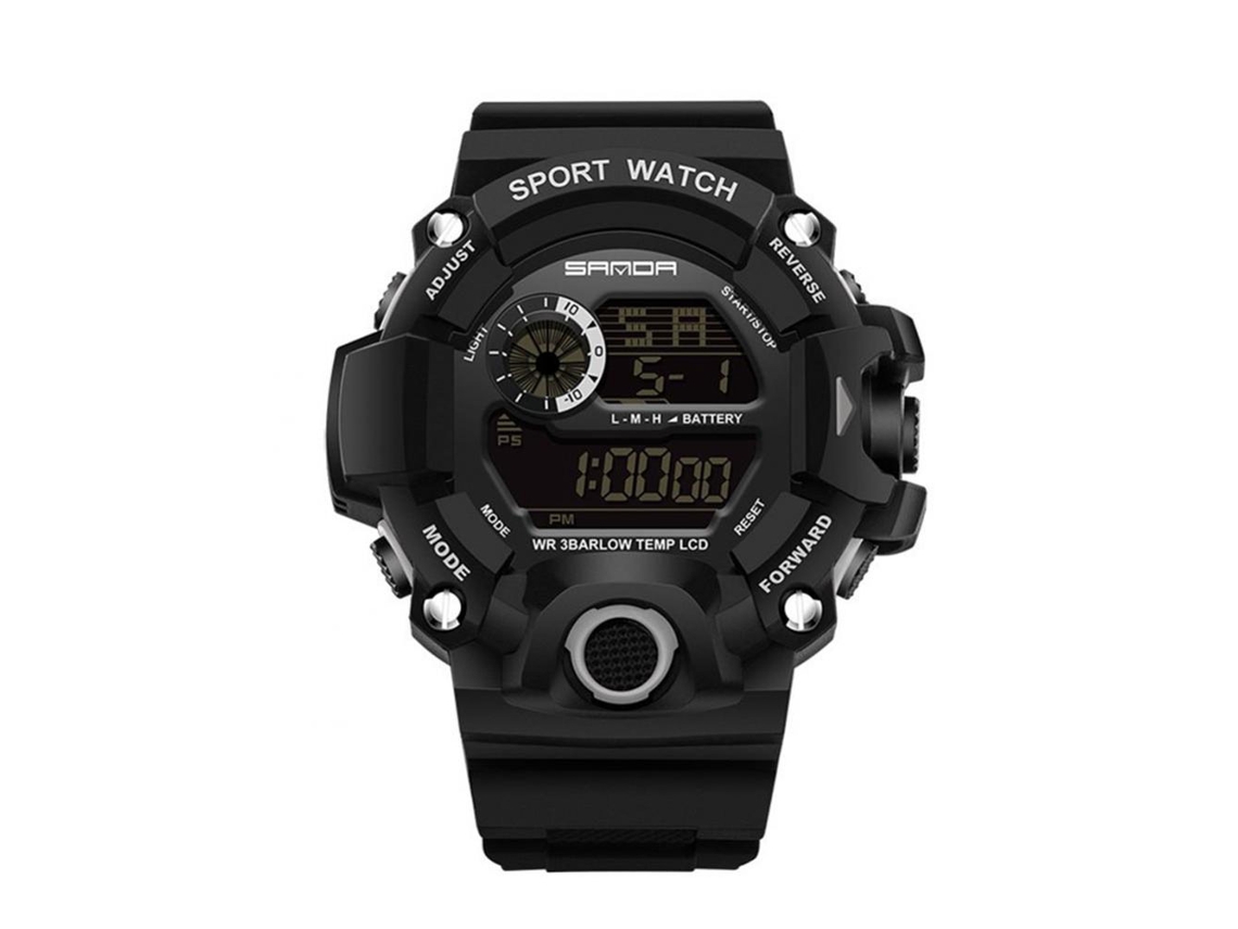 Reloj Electrónico Deportivo Multifuncional Impermeable Con Pantalla Digital Sanda (negro)