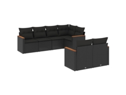 Maison Exclusive - Set De Comedor De Jardín 7 Pzas Y Cojines Ratán Sintético Negro