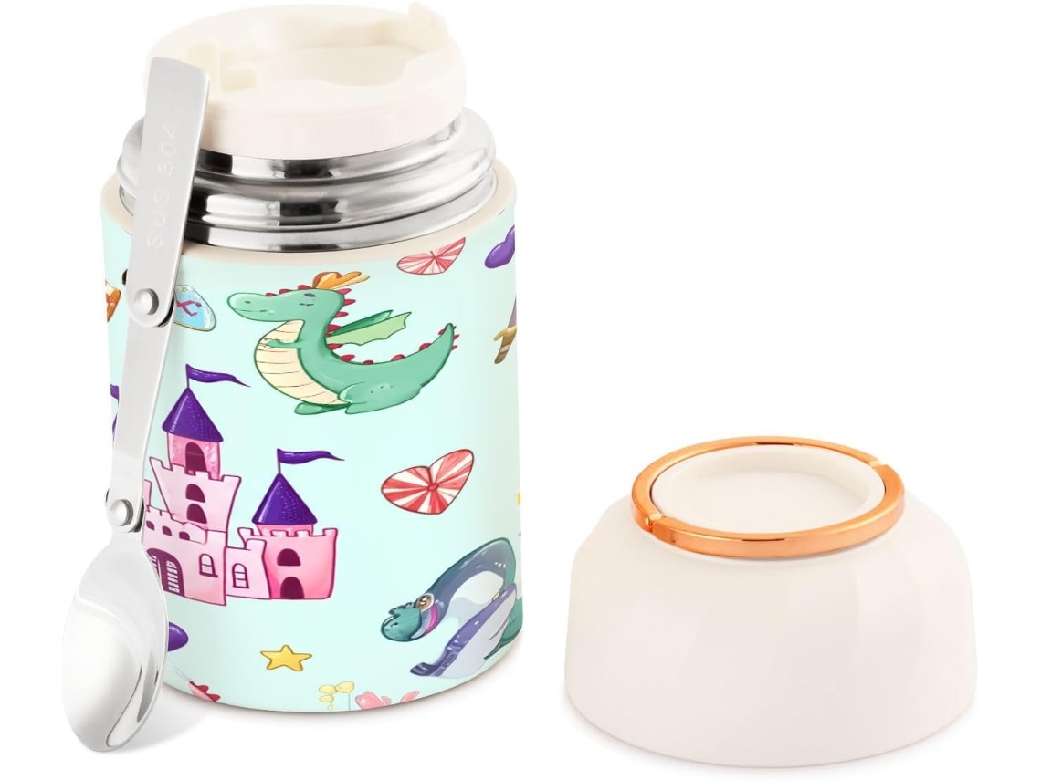 Recipiente de acero inoxidable KNIGHT Dragon de 500 ml, a prueba de fugas y con aislamiento térmico (sin marca)