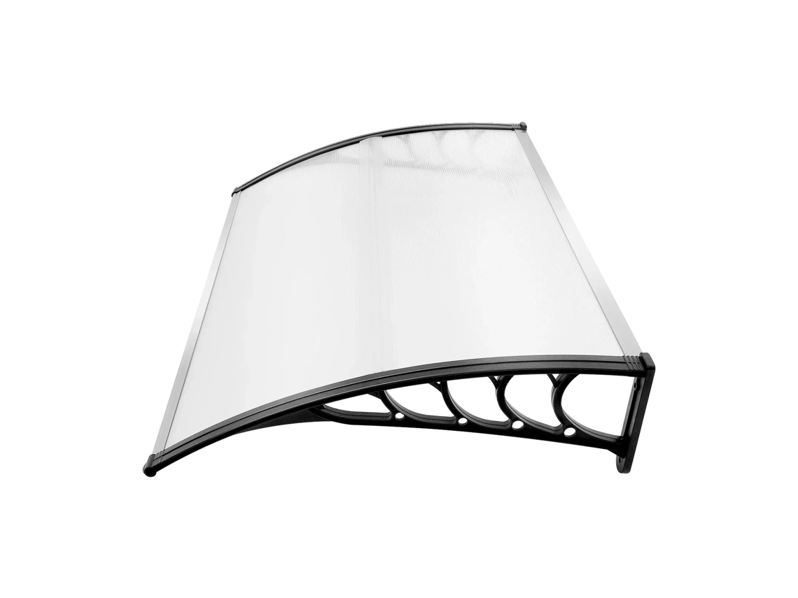 Toldo, diseño impermeable, estructura arqueada estética, transparente