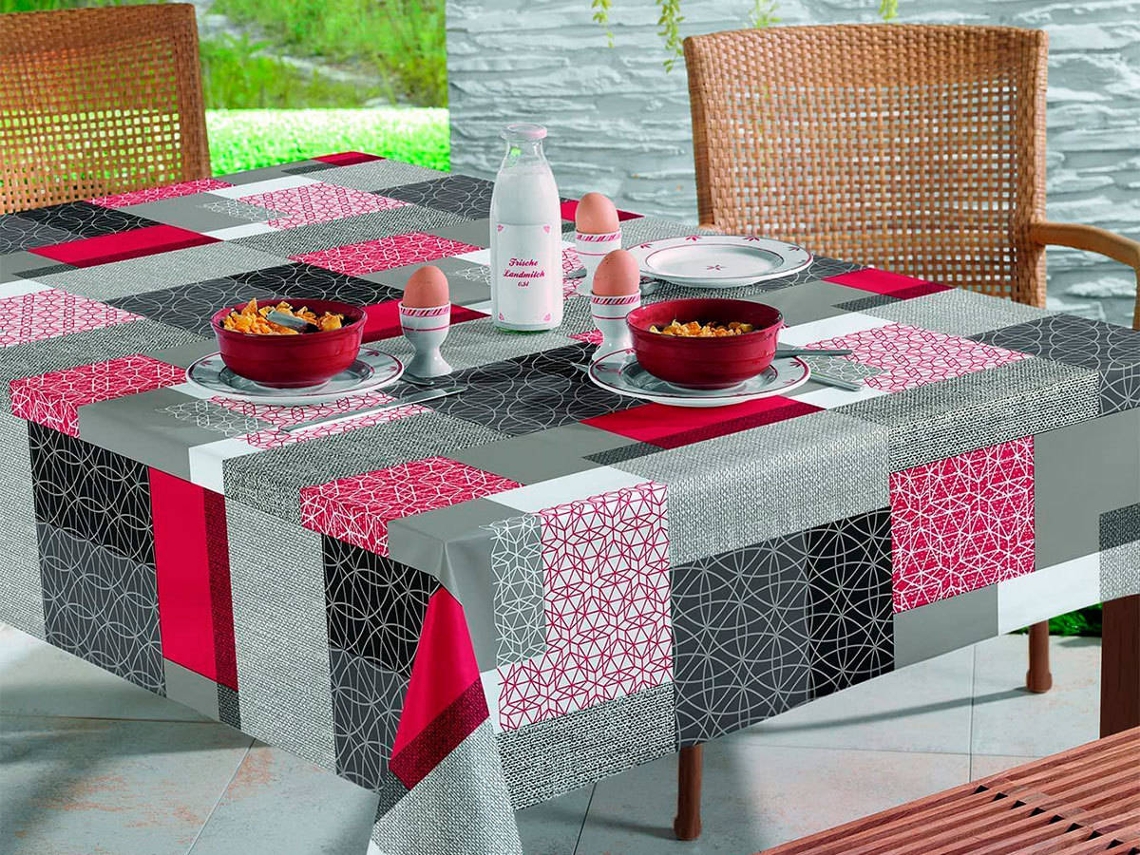 Mantel HULEHULE TEX Mirka (Gris, Rojo y Blanco - 140 x 100 cm)