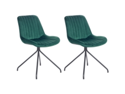 Conjunto de 2 cadeiras de refeição retro BELIANI Navasota de Veludo Verde 47x62x83