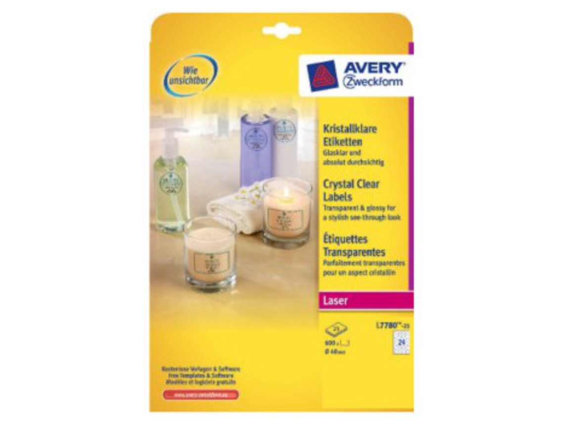 AVERY L7780-25 Etiqueta de Impresora Transparente