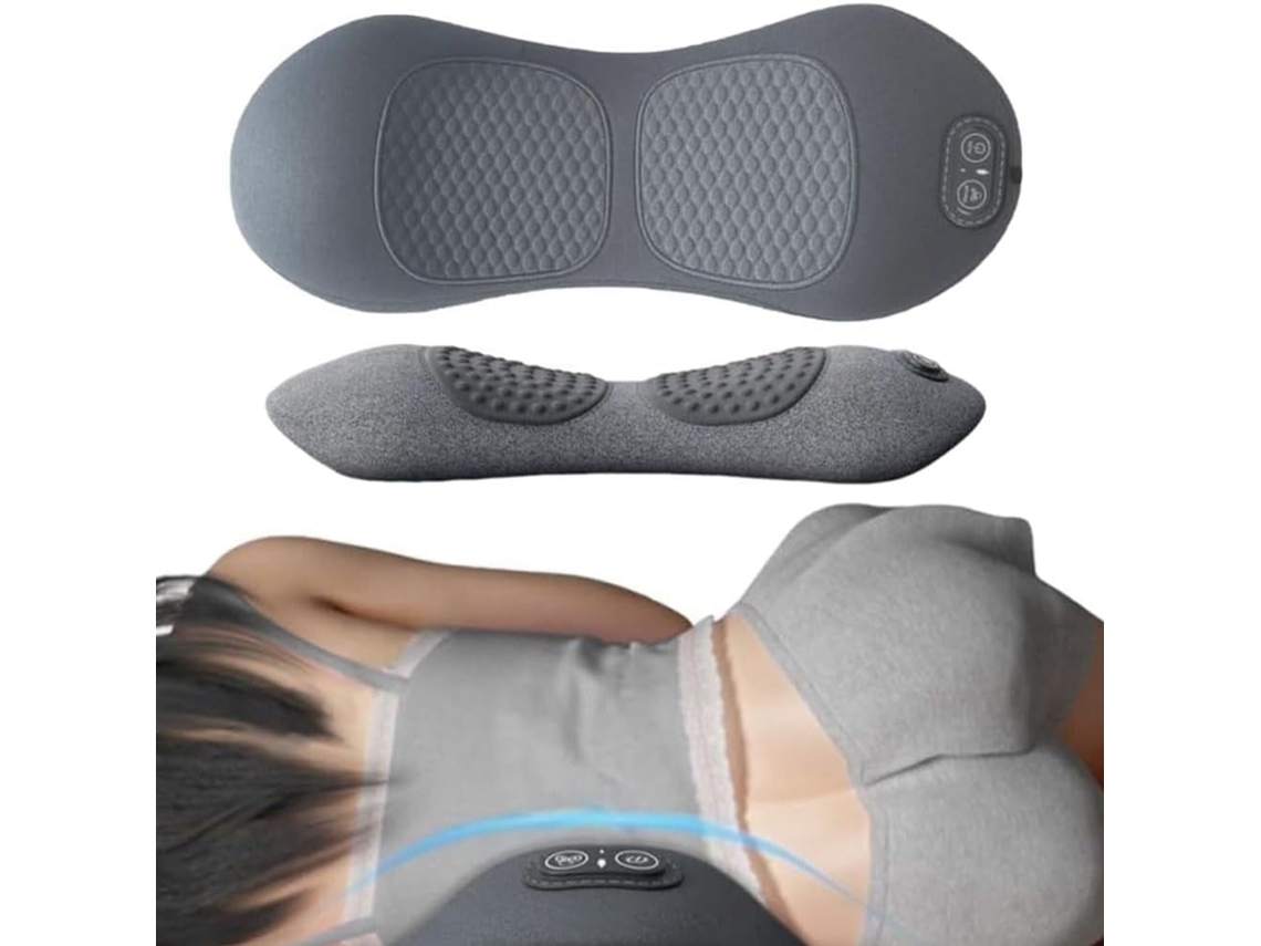 Masajeador de espalda articulado de 3 segmentos con tracción, vibración y calor, alivio del dolor de cuello, hombros y espalda, compacto, recargable...