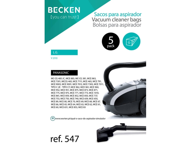 Bolsas para Aspirador BECKEN REFª547 (5 unidades)