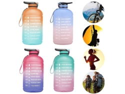 Botella De Agua Deportiva Motivacional De 3,78 L Con Diseño Degradado, A Prueba De Fugas Y Con Marcadores De Tiempo.