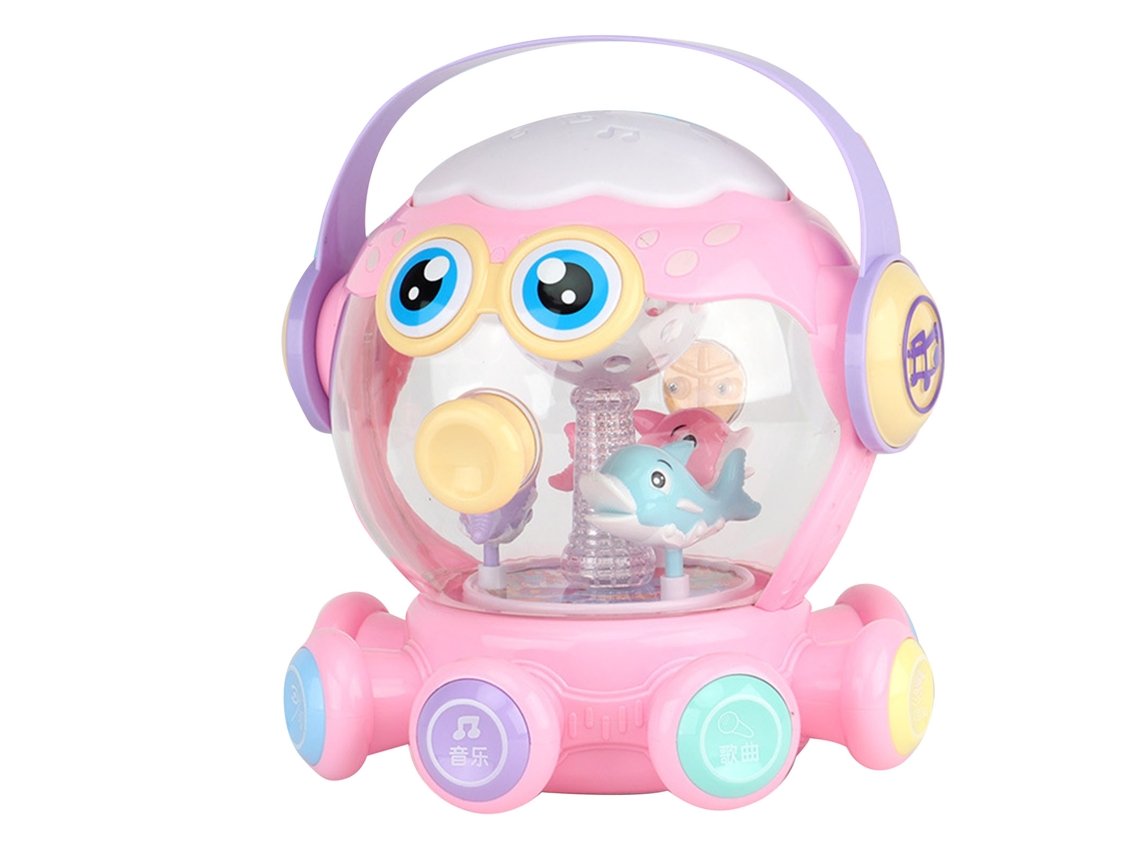 Máquina De Histórias Infantil Polvo Tambor De Palmas Musical Luz Educativo Multifuncional Rosa