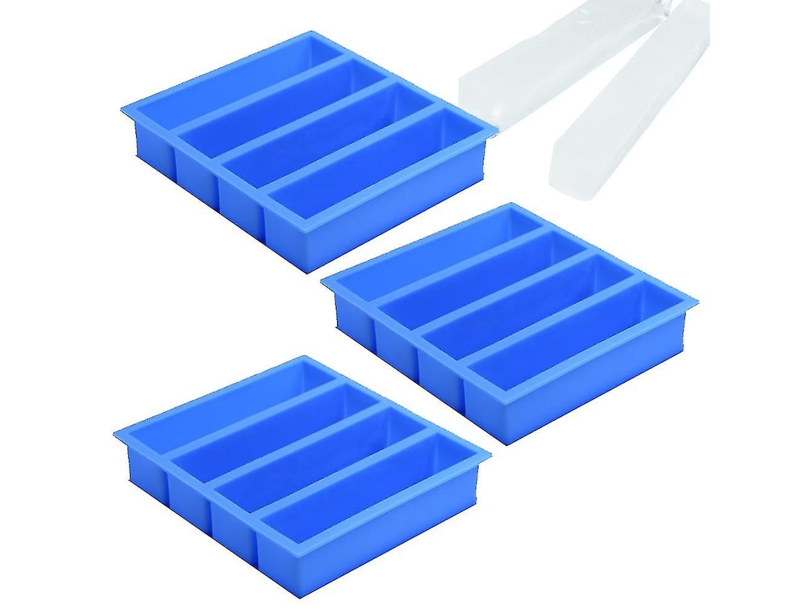 Bandejas de silicona para cubitos de hielo para botellas con 12 cavidades, moldes largos para hielo con fácil desmolde - Azul