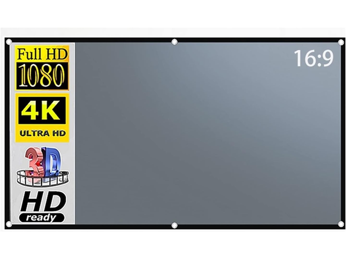 Pantalla De Proyección Portátil Para Películas, Pantalla De Proyección Metálica Antirreflejo 16:9 De 84 100
