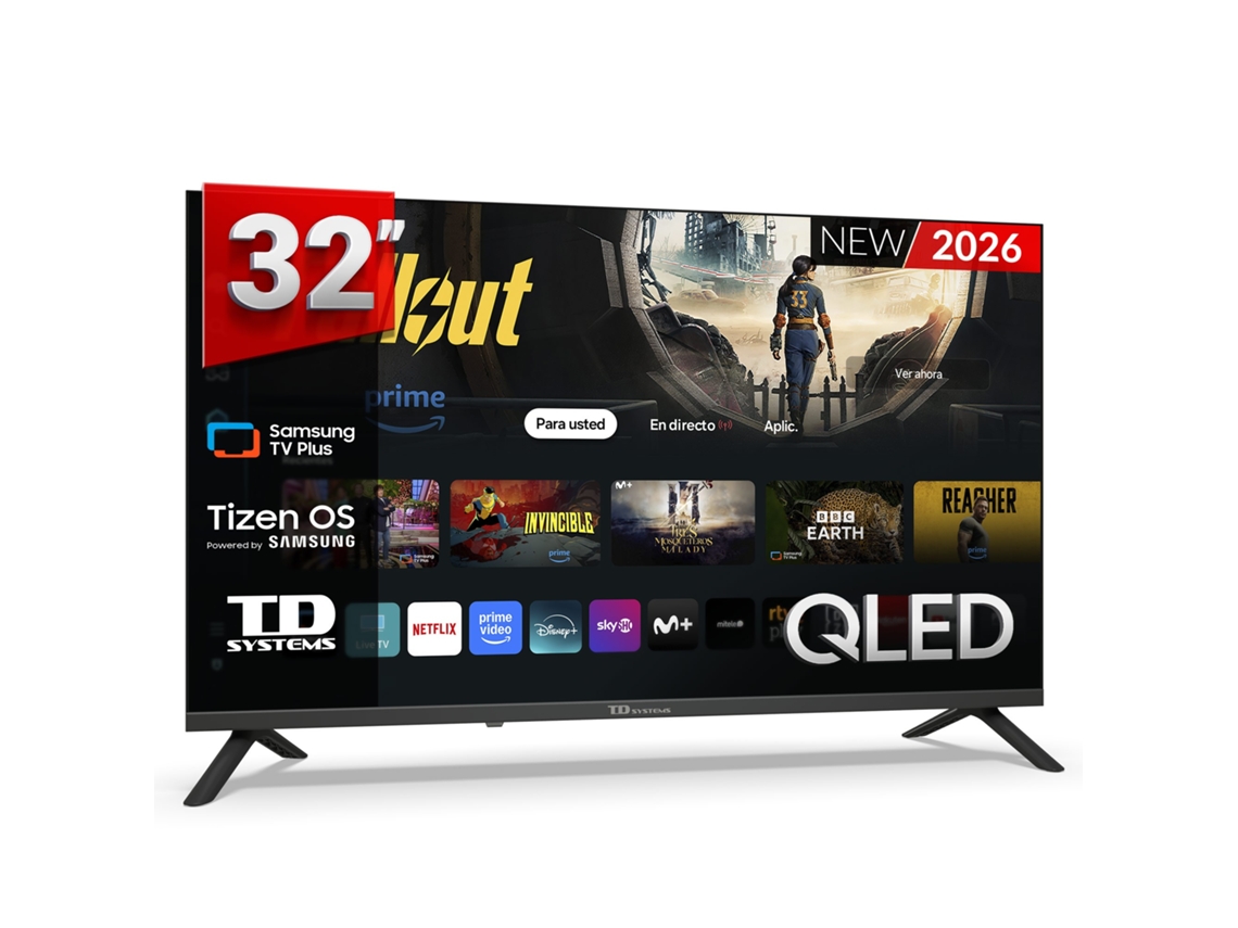 Televisor inteligente QLED de 32 pulgadas con sistema operativo Samsung Tizen OS 8 - TD Systems M32QC22Tizen Negro