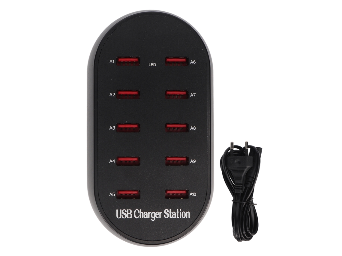 Estación de carga USB 2026 con 10 puertos, concentrador de carga rápida para hotel, hogar, viajes y escritorio.