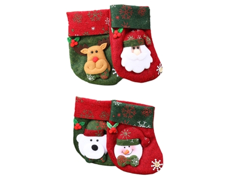 Conjunto de Calcetíns de Navidad TUSERXLN Piezas Adornos Navideños Anciano Muñeco Nieve Ciervo terileno Blanco - 4un