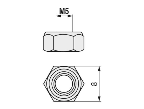 Tuerca hexagonal autoblocante din 985 inoxidable metrica m-12