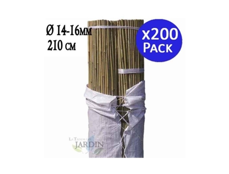 Tutor de Bambu Natural 210 Cm 14-16 Mm Pack 200 Varillas de Bambu Ecologicas para Sujetar Arboles Plantas Y Hortalizas SUINGA