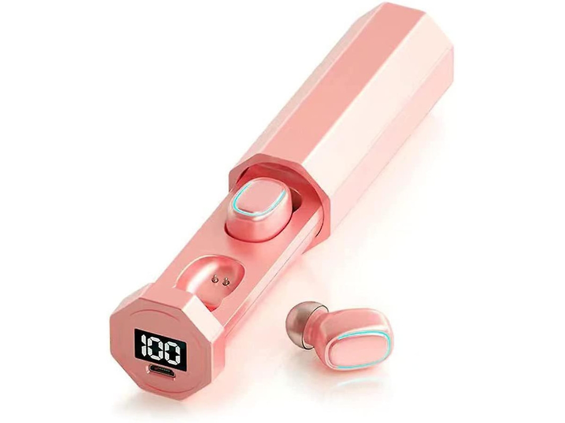 Auriculares Compatíveis Tws Dágua Digital Led Estéreo Yizhood Tecido Bluetooth Rosa