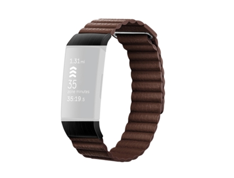Correa de reloj de cuero magnética de 18 mm para Fitbit Charge 4/3, Talla: S (marrón café)