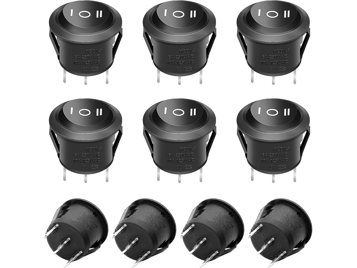 Conmutador De Palanca Negro Ac 250v/6a 125v/10a Spdt 3 Posiciones Mini 10 Piezas Para Coches Barcos Motocicletas Electrodomésticos