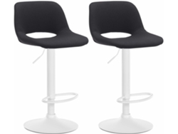 Taburetes de bar Chaises Haute X2 con Repose-pieds en Tissu Noir Piètement Métallique Blanc 10_0004101