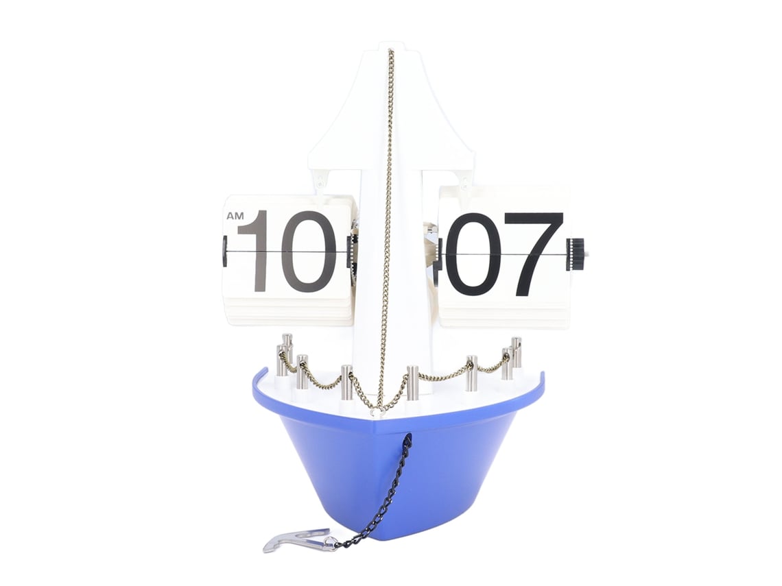 Ats-reloj De Mesa Volteable Retro Velero Con Pantalla Digital Precisa, Funciona Con Pilas, Azul Para Hogar Y Oficina