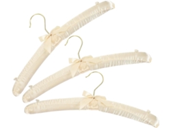 Perchas Acolchadas Satén Vestidos Novia Juego 3 Ganchos Dorados Botones Cosidos Decoración Bodas Lazo