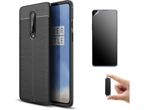 Kit Carcasa, Protector Y Soporte Oneplus 8 Ultimatte Rugged Leather Negro