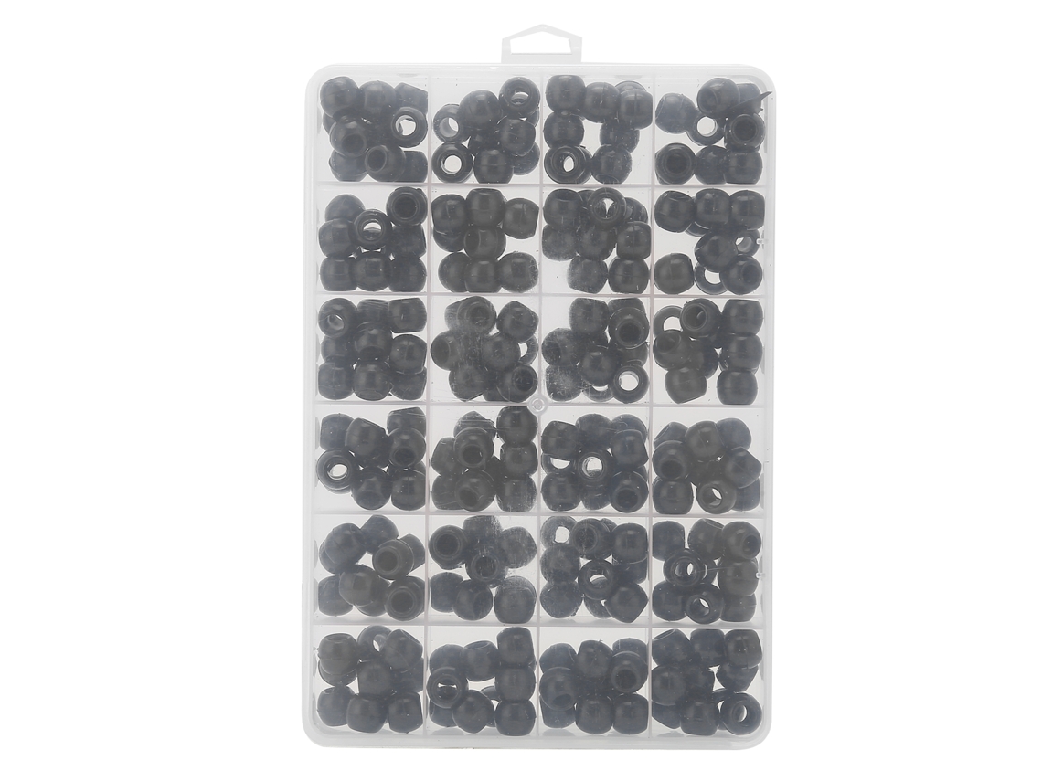 2026-240 Peças De Pérolas De Barba De Plástico Preto Para Tranças E Decoração Viking