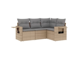 Conjunto 4 de sofás jardín con cojines VIDAXL ratán sintético beige