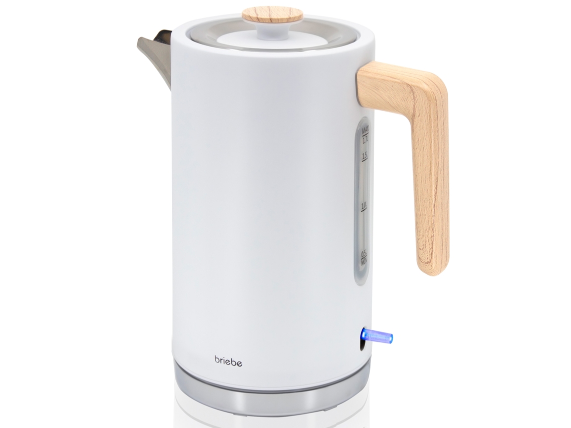 Jarra eléctrica Nordic de 1,7 l sin BPA, base de 360°, Briebe, controlador Strix, apagado automático, Kt1165wht, color blanco