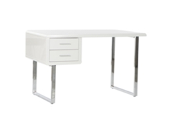Mesa de MDF com acabamento cromado branco, 120x55x76cm
