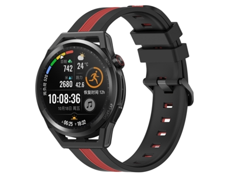 Correa de reloj inteligente para Huawei Watch GT Runner Correa de reloj de silicona vertical bicolor de 22 mm (negro + rojo)