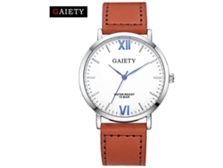 Reloj Hombre De Cuero Pu Estilo Elegante Dial Analógico De Cuarzo (marrón Claro)