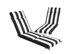 Juego De 2 Cojines Para Sillas De Exterior Con 6 Correas De Sujeción, De Algodón, 183 Cm, Blanco Y Negro.