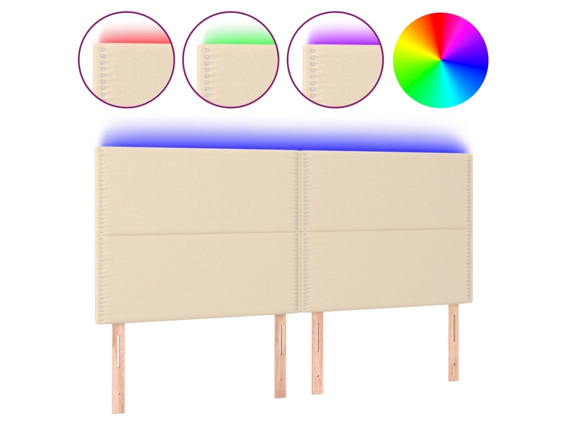 Maison Exclusive - Cabecero Con Luces Led Tela Crema 180x5x118/128 Cm