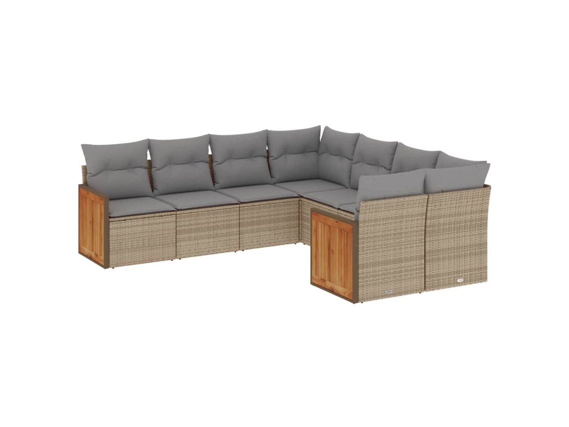 Maison Exclusive - Juego De Sofás De Jardín Con Cojines Beige 8 Pzas Ratán Pe