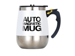 Taza térmica de acero inoxidable recargable automáticamente con agitador magnético, inteligente y creativa. Mdug (blanca)