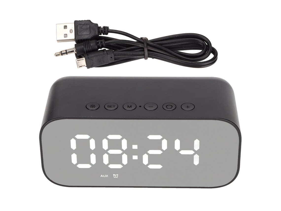 Reloj Multifuncional Con Alarma Y Altavoz Bluetooth Con Batería Integrada Negro