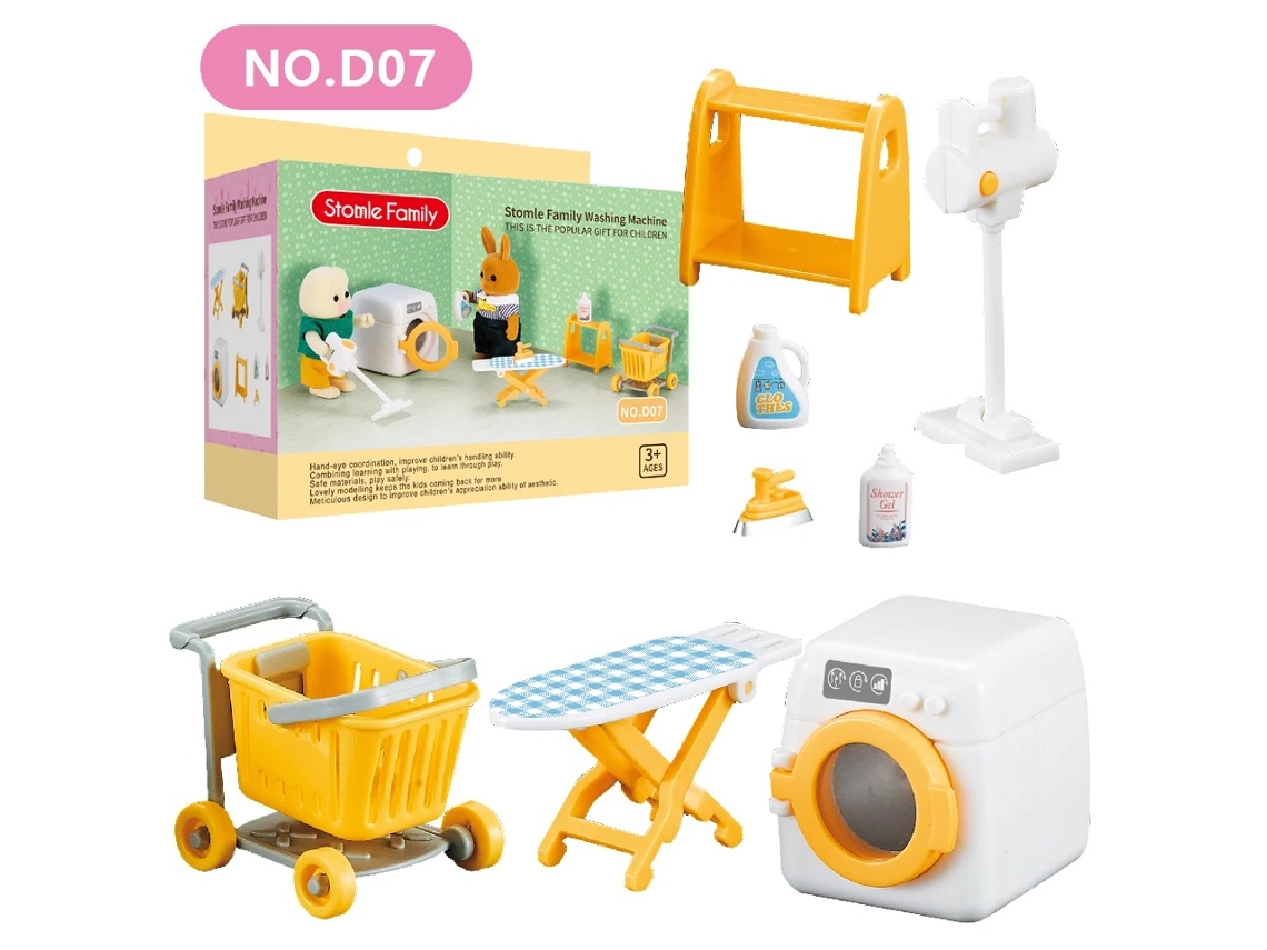 Muebles para casa de muñecas, accesorios para muñecas de la familia Forest, mini lavadora, juego de lavandería, set de regalo Mdug
