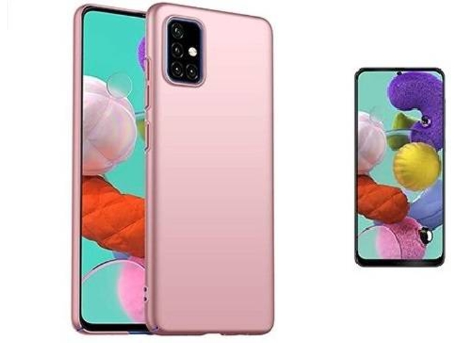 Kit Carcasa y Protector de Cristal Templado Samsung Galaxy A51 Cover Rosa