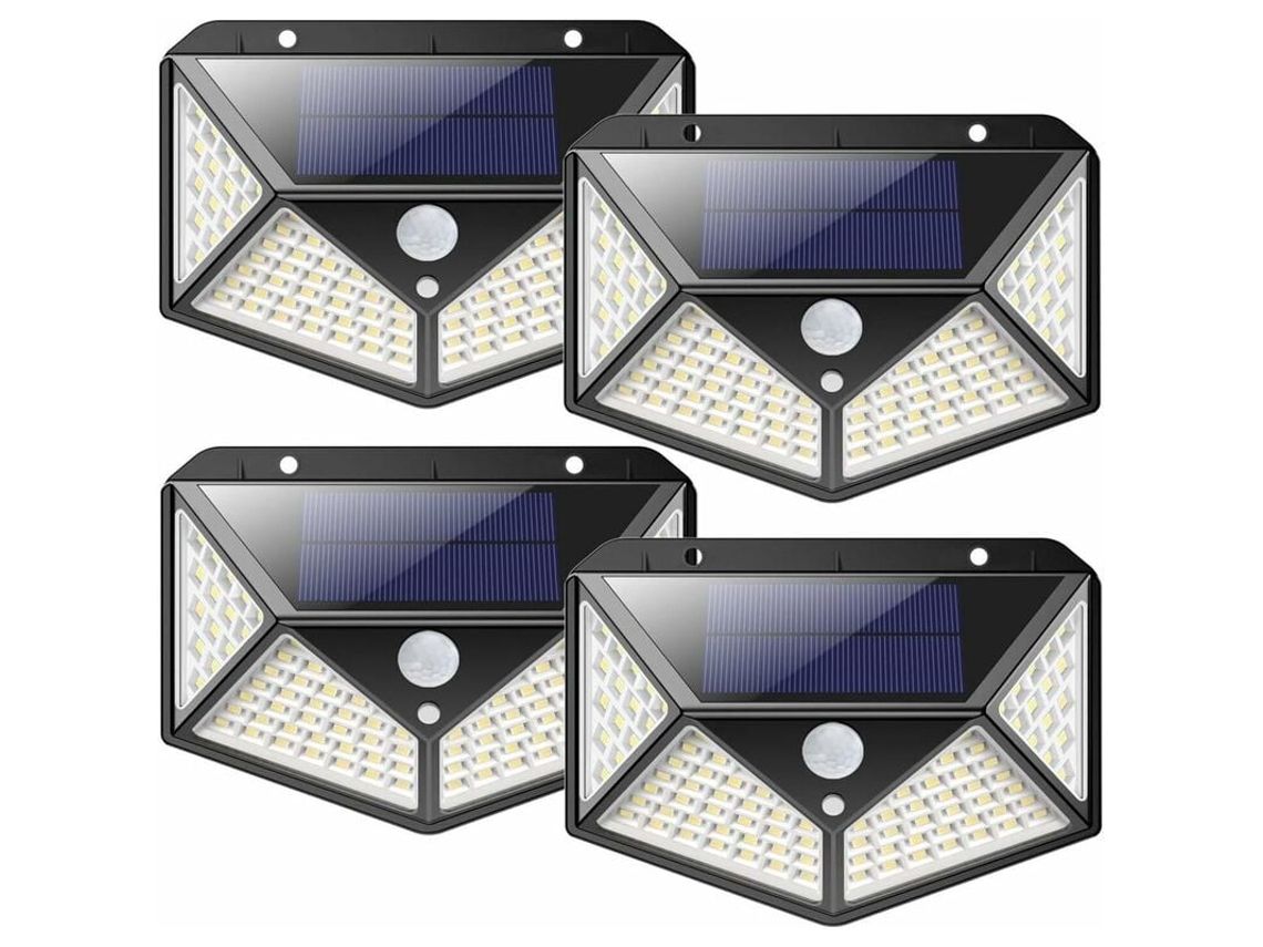 Luces solares ultrabrillantes, 100 LED de seguridad solar con tres modos de funcionamiento para mayor seguridad en exteriores.