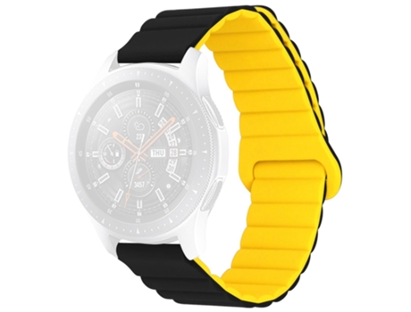 Correa de Silicona magnético 22mm para Haylou RT/RT2/GST/GS/RS3/Huawei Watch 3/Xiaomi Watch S1/S1 Active - negro/amarillo