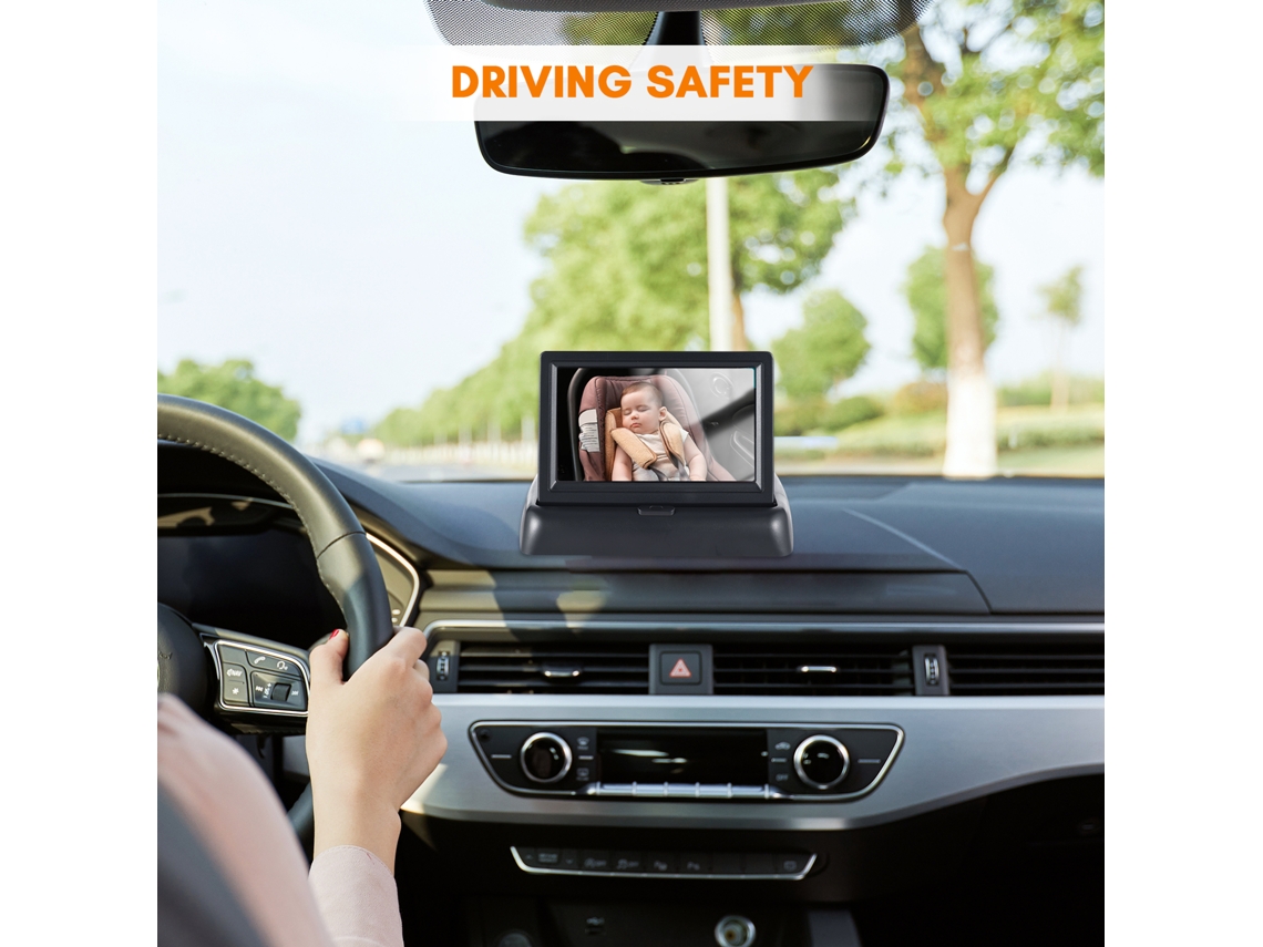 Monitor Bebê Carro 1080p Câmera Visão Noturna 4.3 Polegadas Espelhamento Tela Fácil Instalação