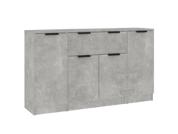 Conjunto 3 Aparadores VIDAXL madera contrachapada gris cemento