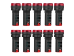 Yncm2026-10 Pcs Berm® Ad16‑22sm Luz Roja Led Con Buzzer Alarm Indicador Flash Ac/dc12v